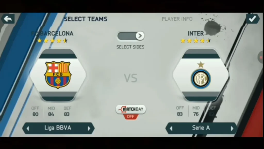 FIFA 11 Mobile Showing Team Selection 
