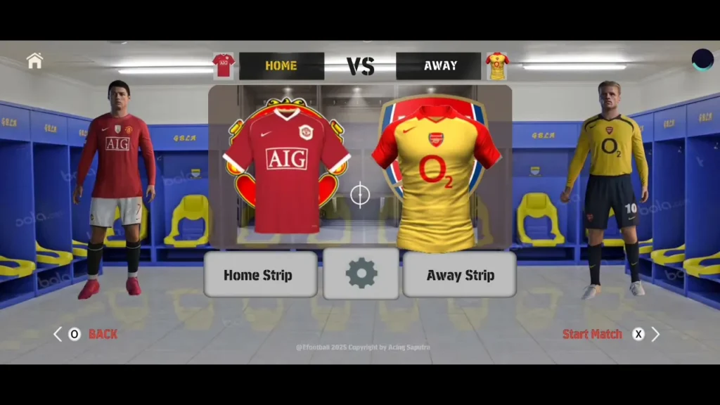 FIFA 16 Mobile Mod gameplay showing Manchester United vs. Arsenal, featuring a Cristiano Ronaldo goal celebration and custom score HUD.