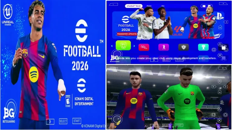 eFOOTBALL PES 2026 PPSSPP PS5 CAMERA DOWNLOAD | UCL & KITS